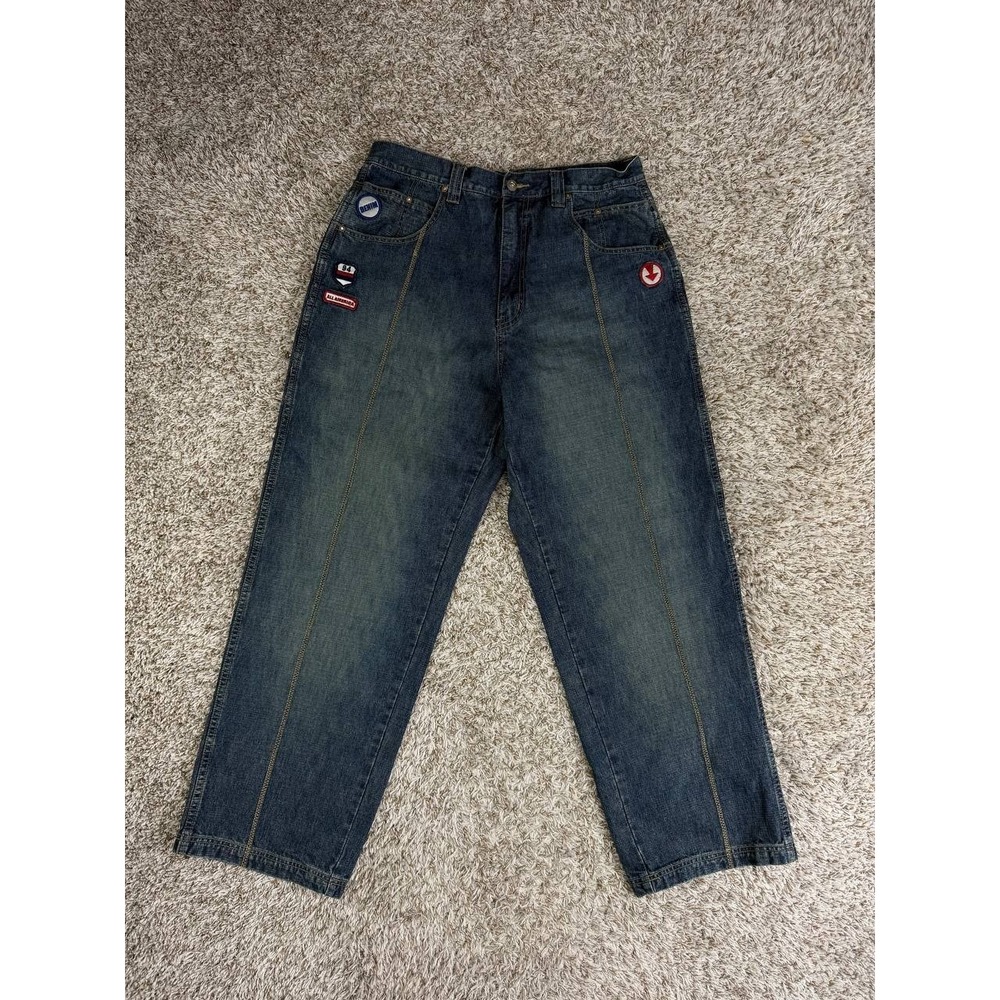 Vintage PJ Mark Jeans Baggy Denim 36x32 Y2K Hip Hop Skate Patchwork